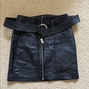 Topshop Black Leather Skirt